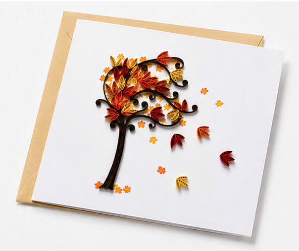 Fall Tree, Handmade Quilling Greeting Card
