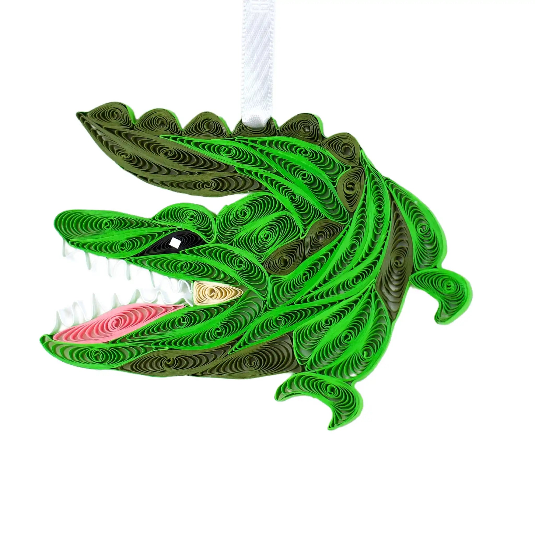 A paper quilling green alligator ornament A paper quilling green alligator ornament