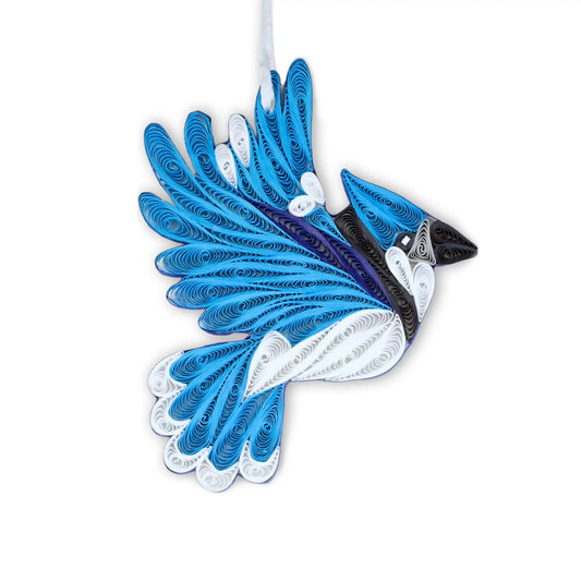 Blue Jay (Flying), Handmade Quilling Paper Ornament