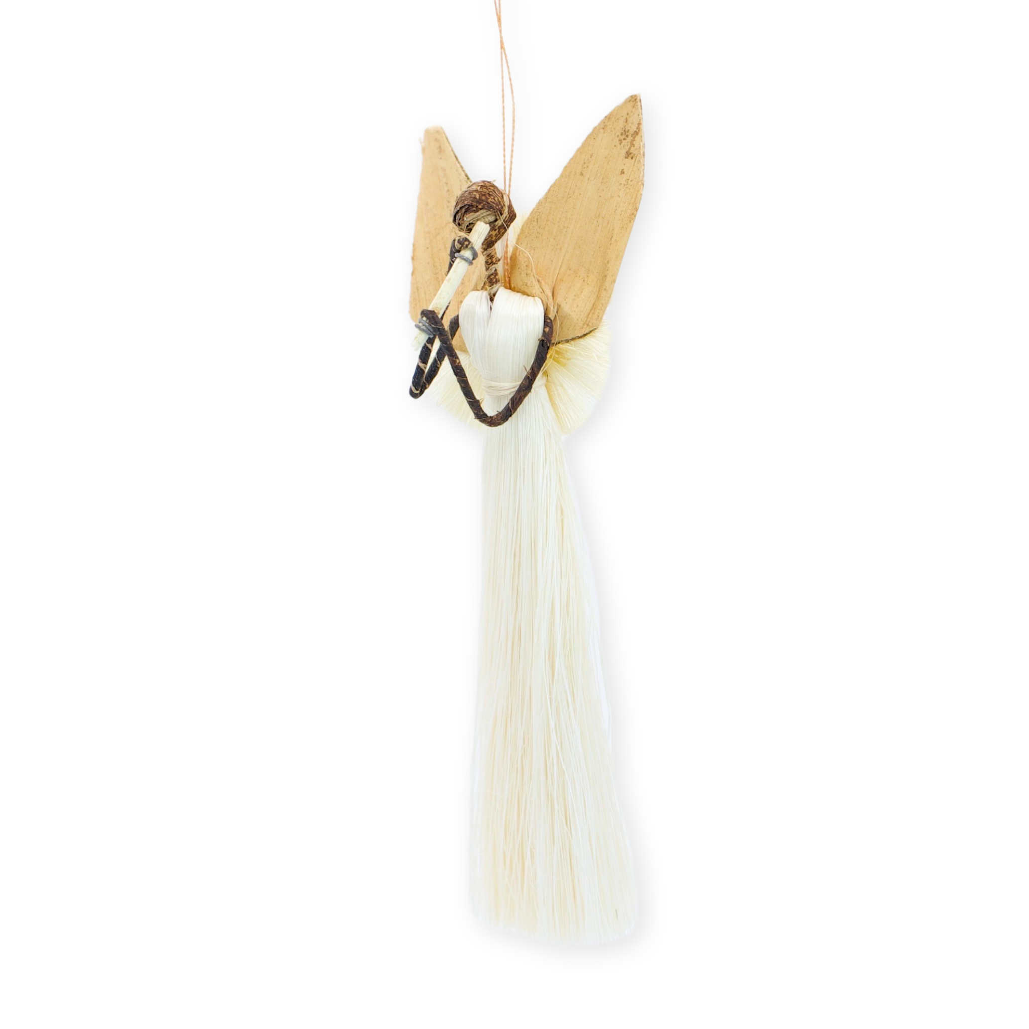 Angel with Trumpet, Handmade Straw and Banana Leaf Ornament Angel with Trumpet, Handmade Straw and Banana Leaf Ornament