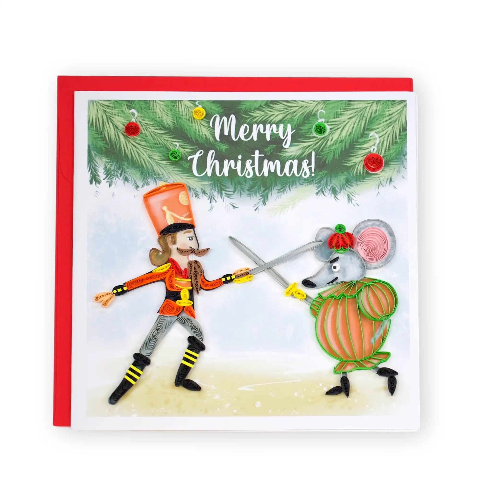 Nutcracker and Mouse, Handmade Quilling Paper Greeting Card Nutcracker and Mouse, Handmade Quilling Paper Greeting Card
