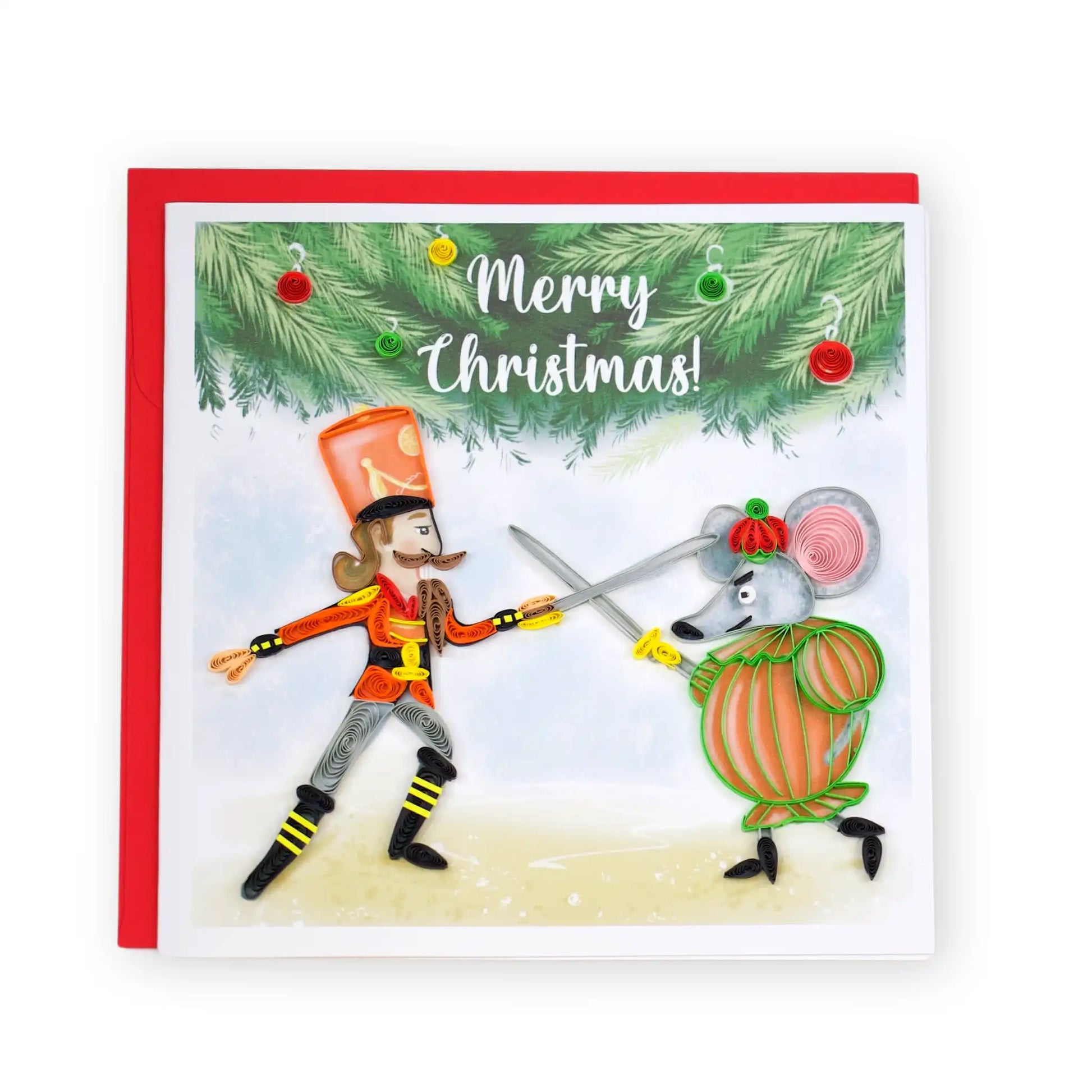 Nutcracker and Mouse, Handmade Quilling Paper Greeting Card