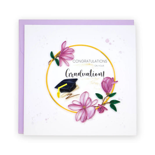Graduation Floral, Handmade Quilling Greeting Card