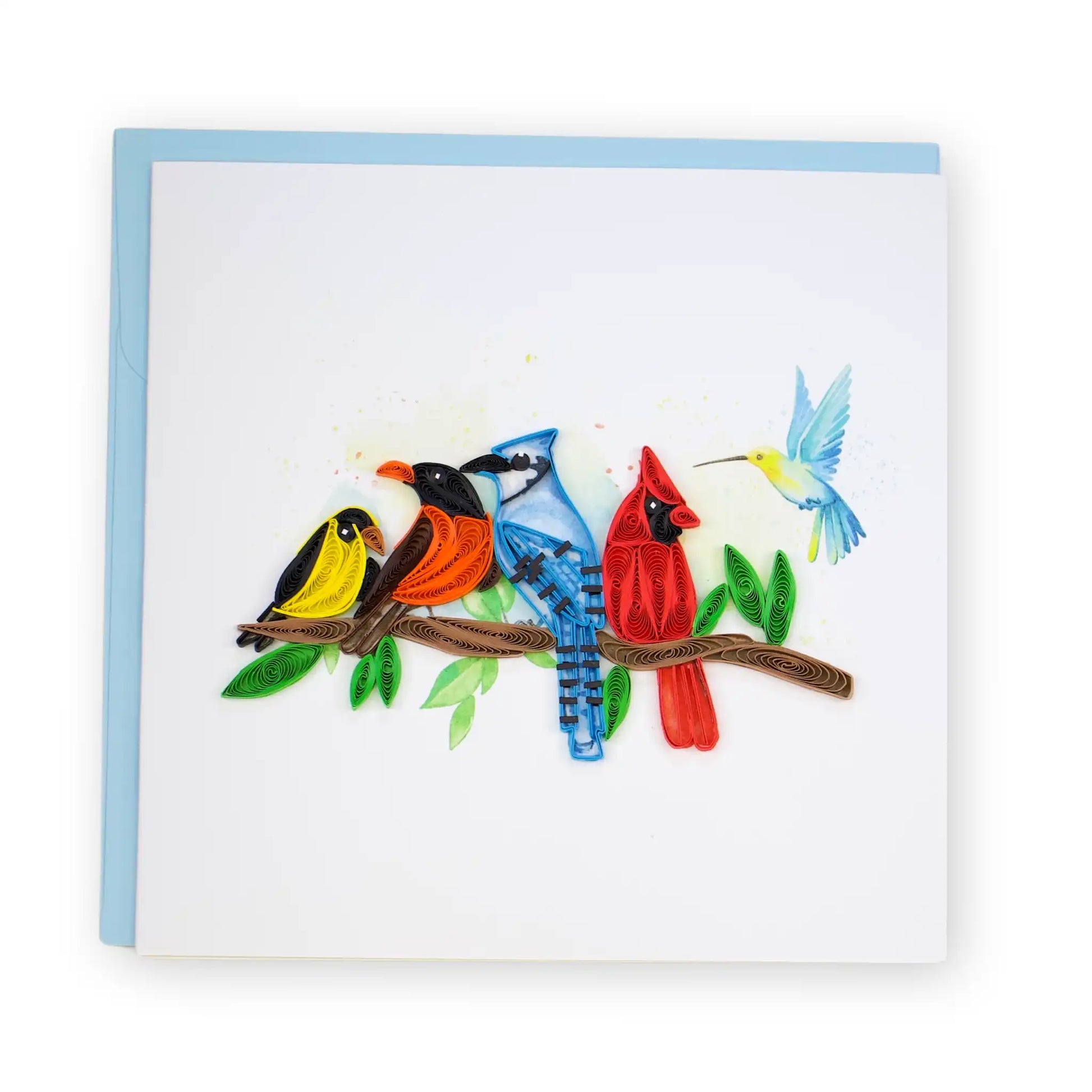 Multi Bird, Handmade Quilling Greeting Card