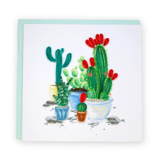 Cactus Garden, Handmade Quilling Greeting Card