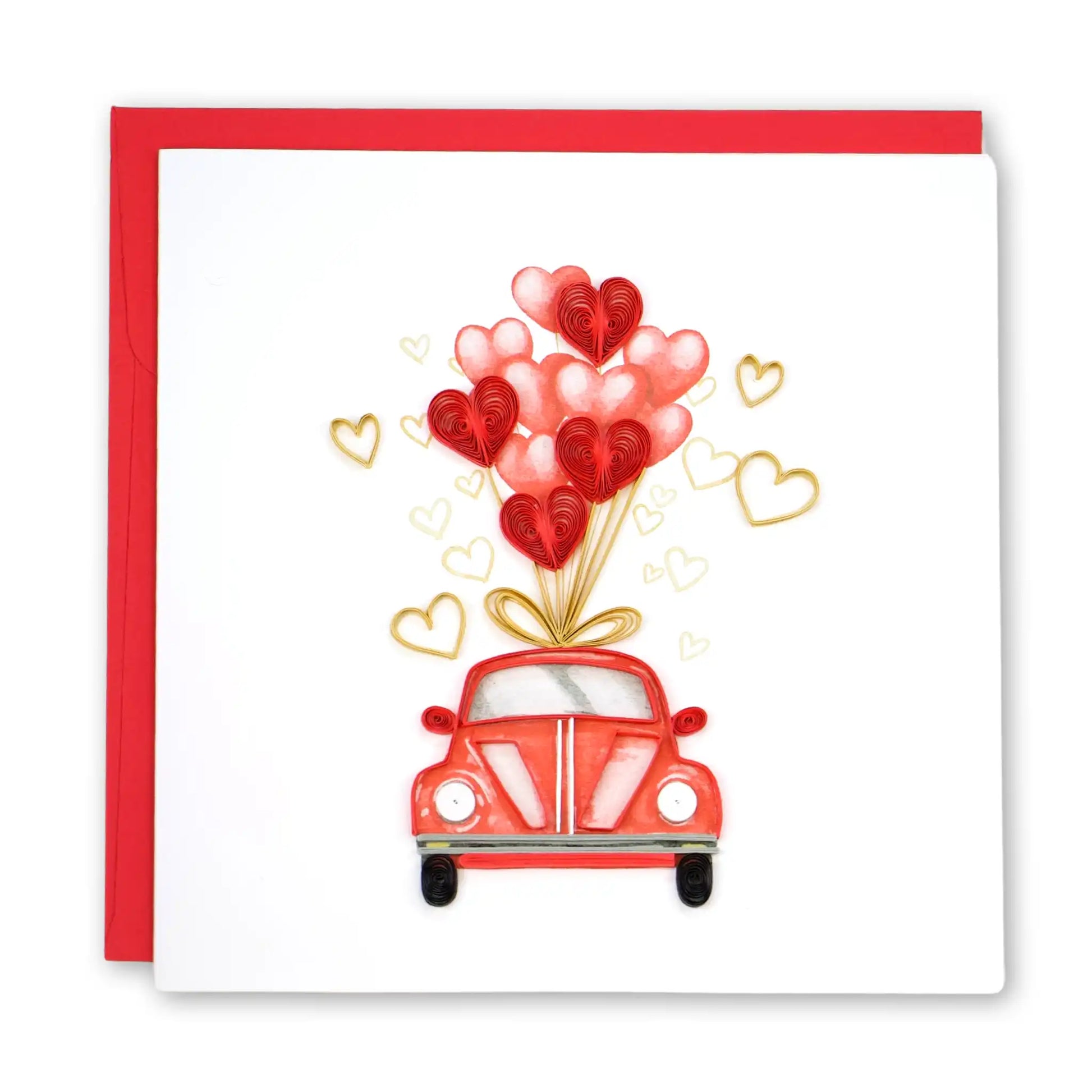 Car with Heart, Handmade Quilling Greeting Card