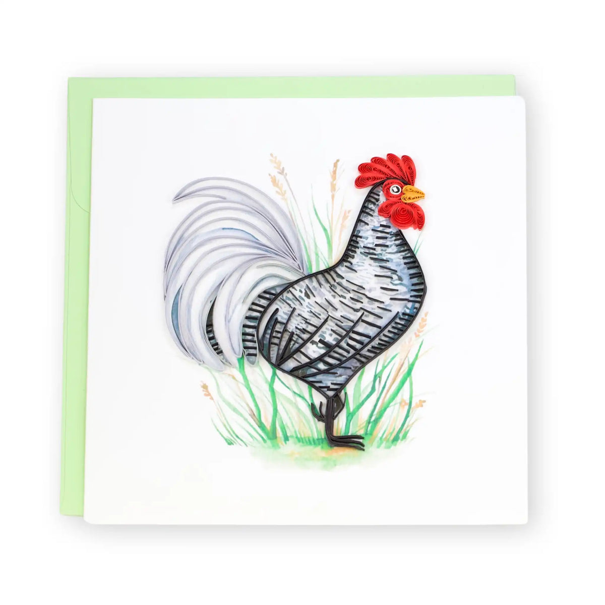 Rooster (Shamrock), Handmade Quilling Greeting Card