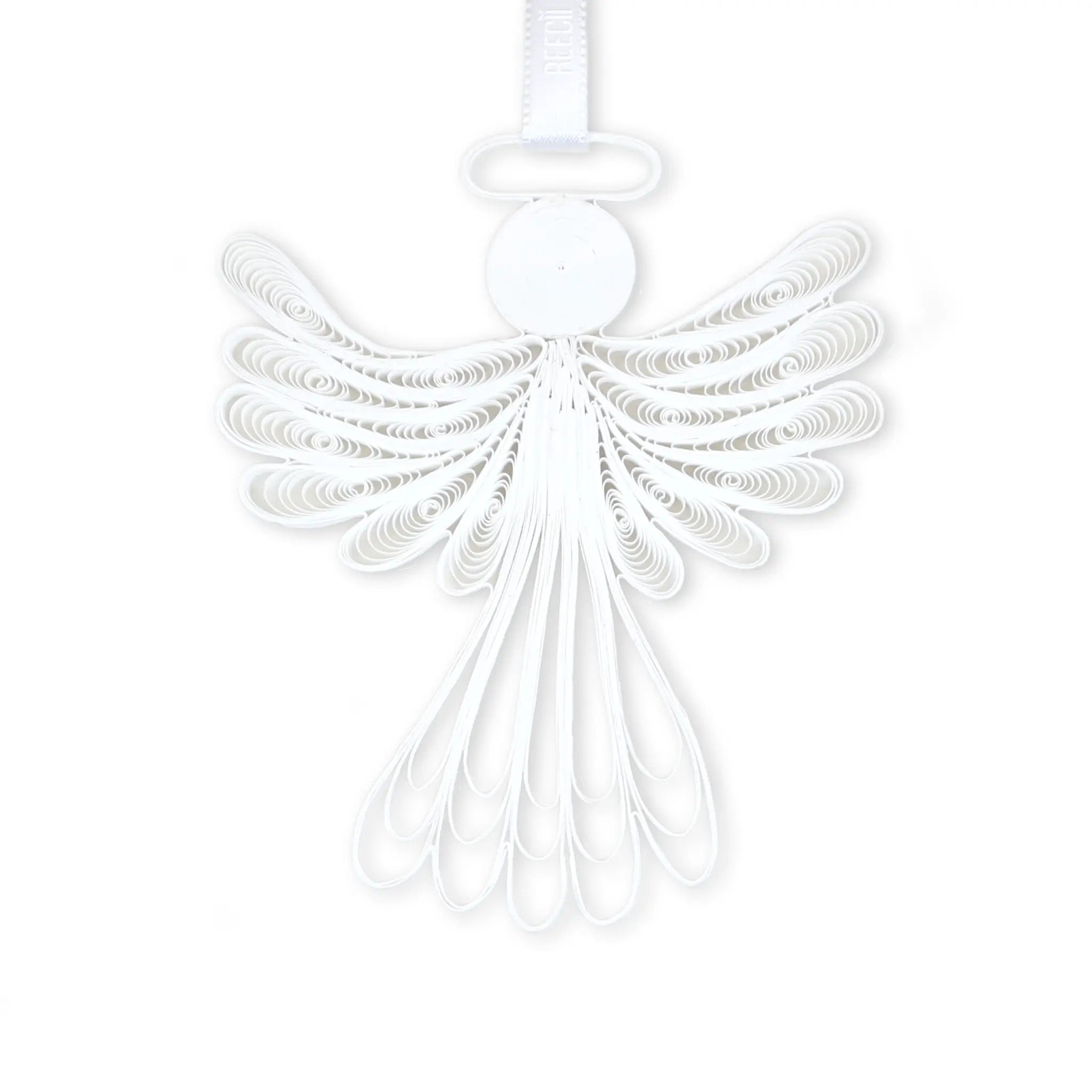white paper quilling ornament of an angel white paper quilling ornament of an angel