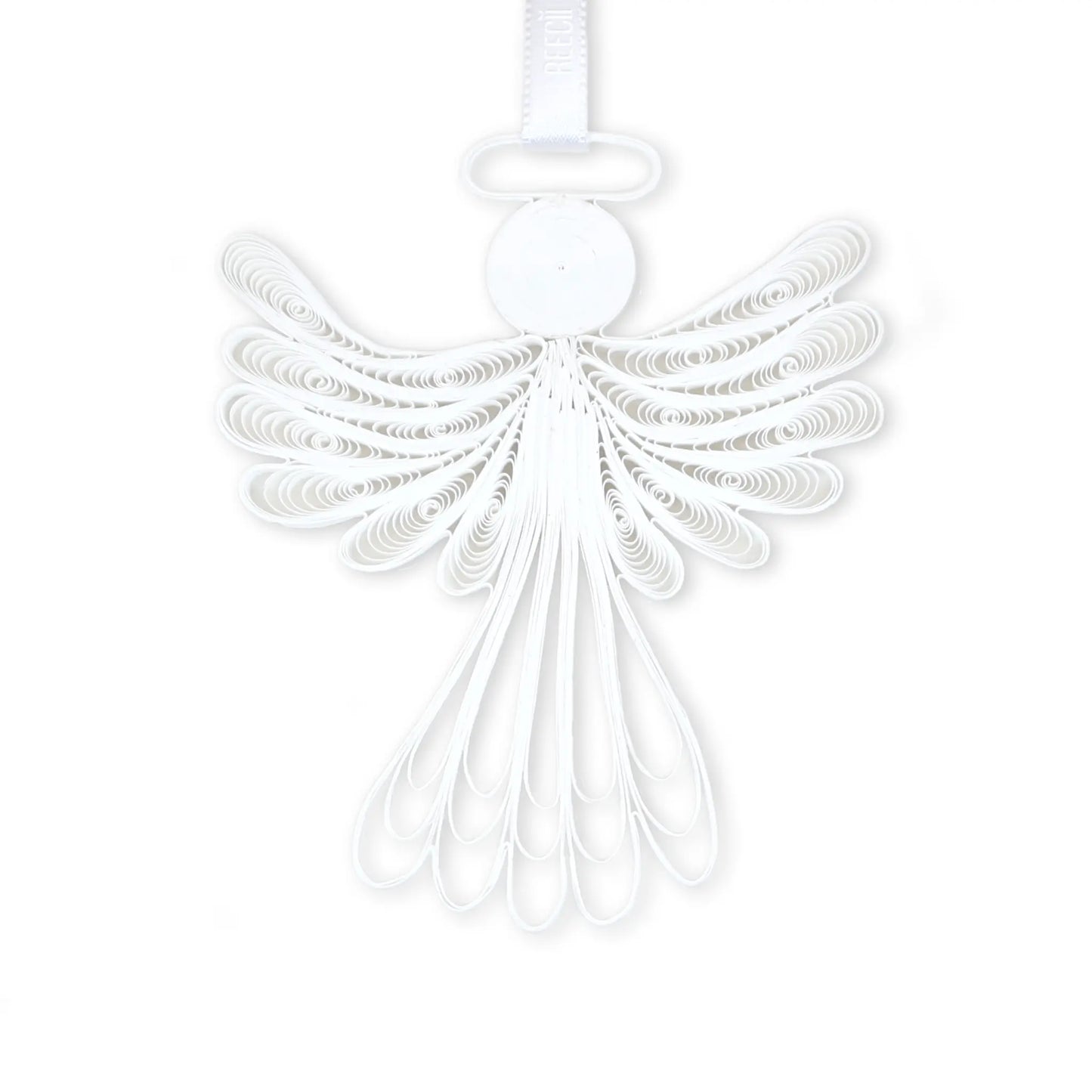 white paper quilling ornament of an angel