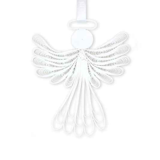 white paper quilling ornament of an angel