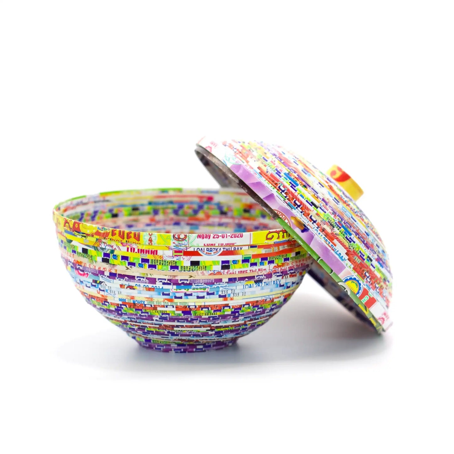 Bowl with Lid, Handmade Recycled Quilling Paper Décor