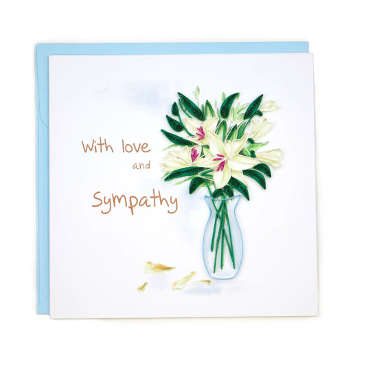 Lily with Love and Sympathy, Handmade Quilling Paper Greeting Card