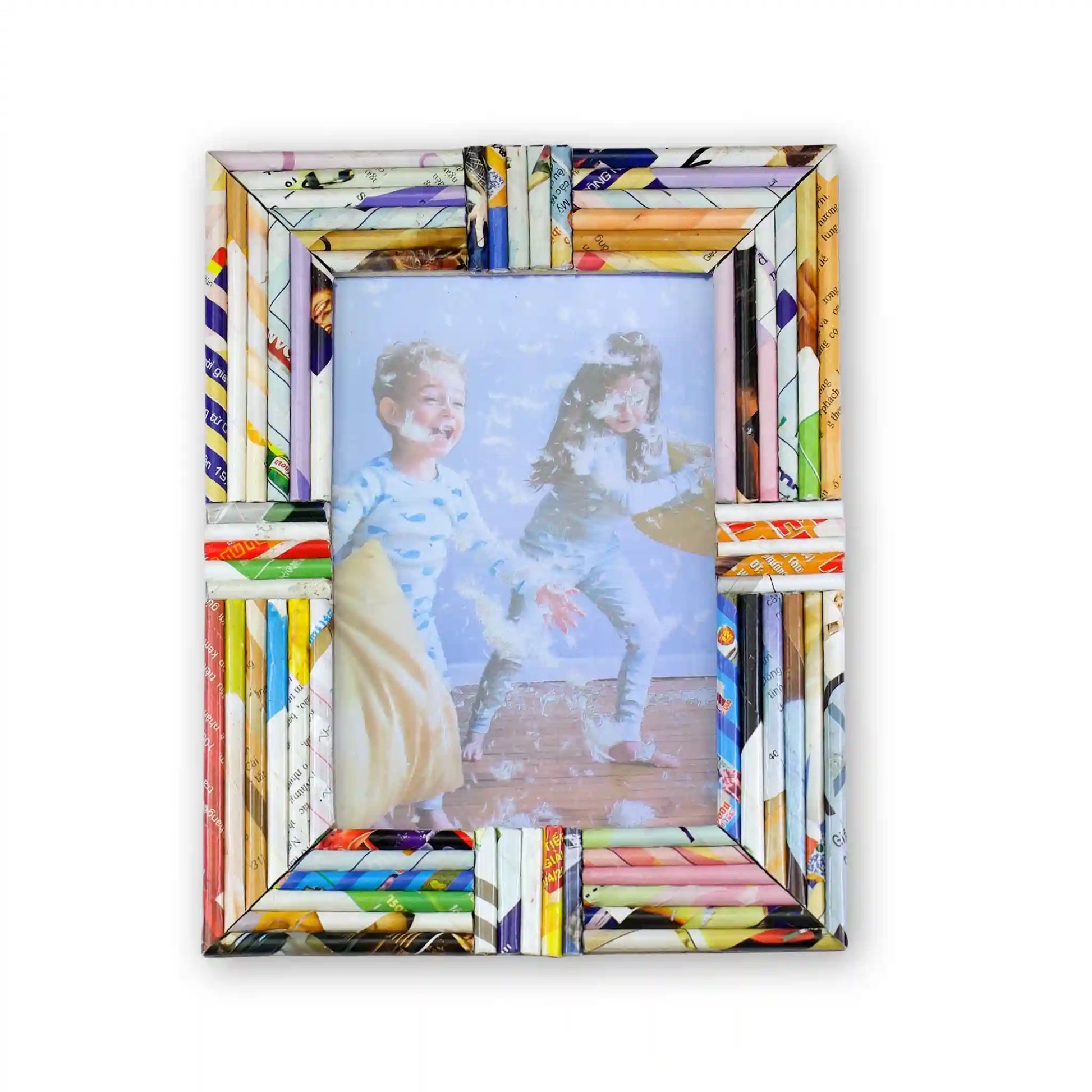Recycled rolled paper picture frame