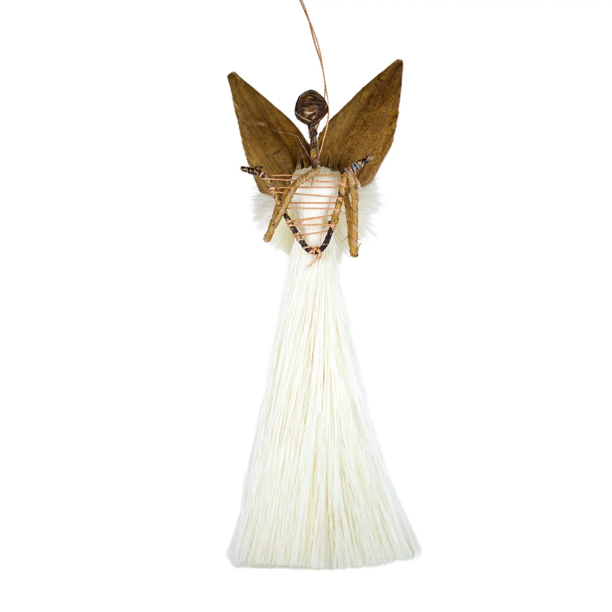 Angel with Harp, Handmade Straw and Banana Leaf Ornament