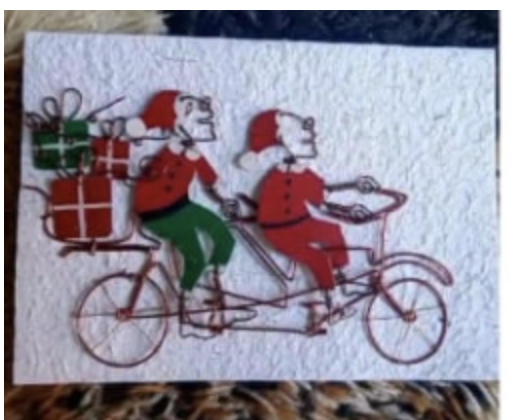 Santa & Ms. Clause, Handmade Wire Card