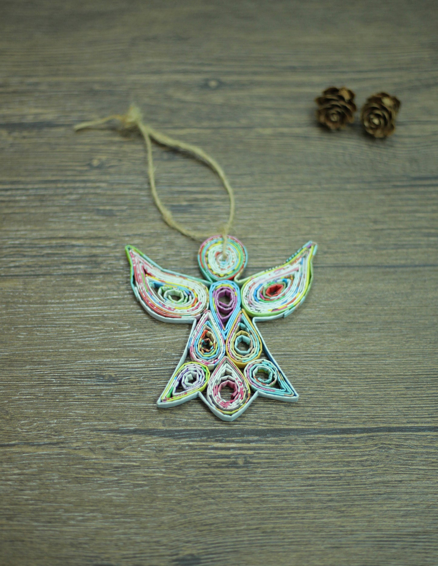 Angel (Wings Up), Handmade Recycled Paper Ornament