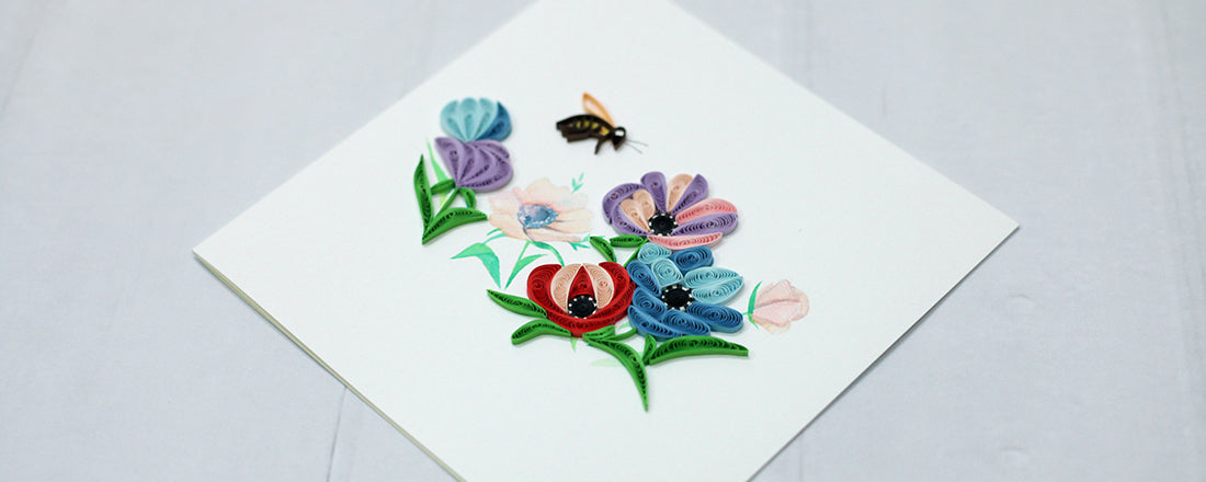 Garden with Butterfly, Handmade Quilling Greeting Card Garden with Butterfly, Handmade Quilling Greeting Card