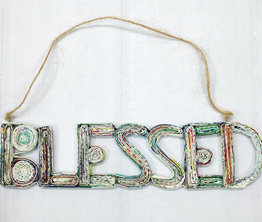 BLESSED, Handmade Recycled Paper Ornament BLESSED, Handmade Recycled Paper Ornament