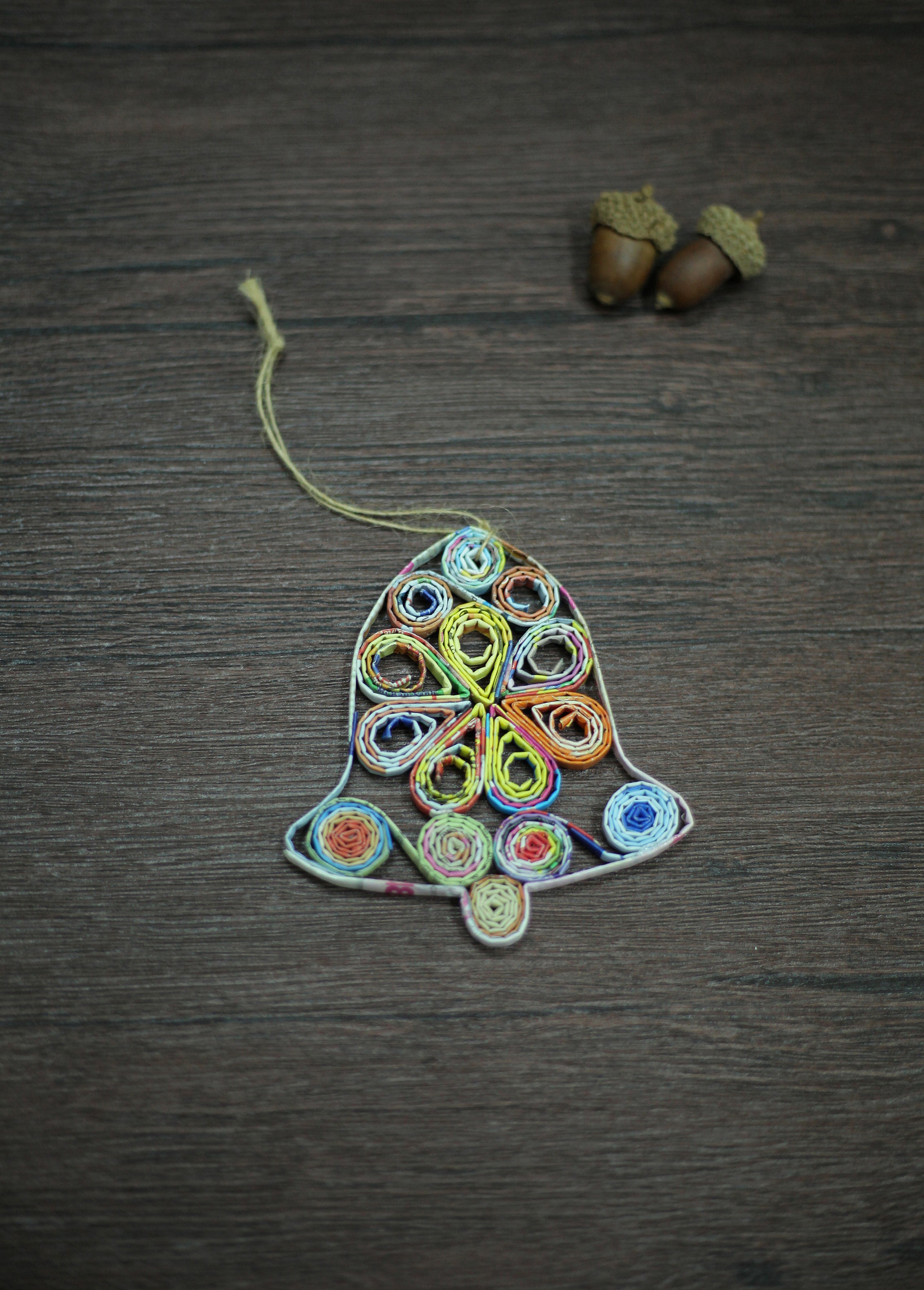 Bell, Handmade Recycled Paper Ornament Bell, Handmade Recycled Paper Ornament