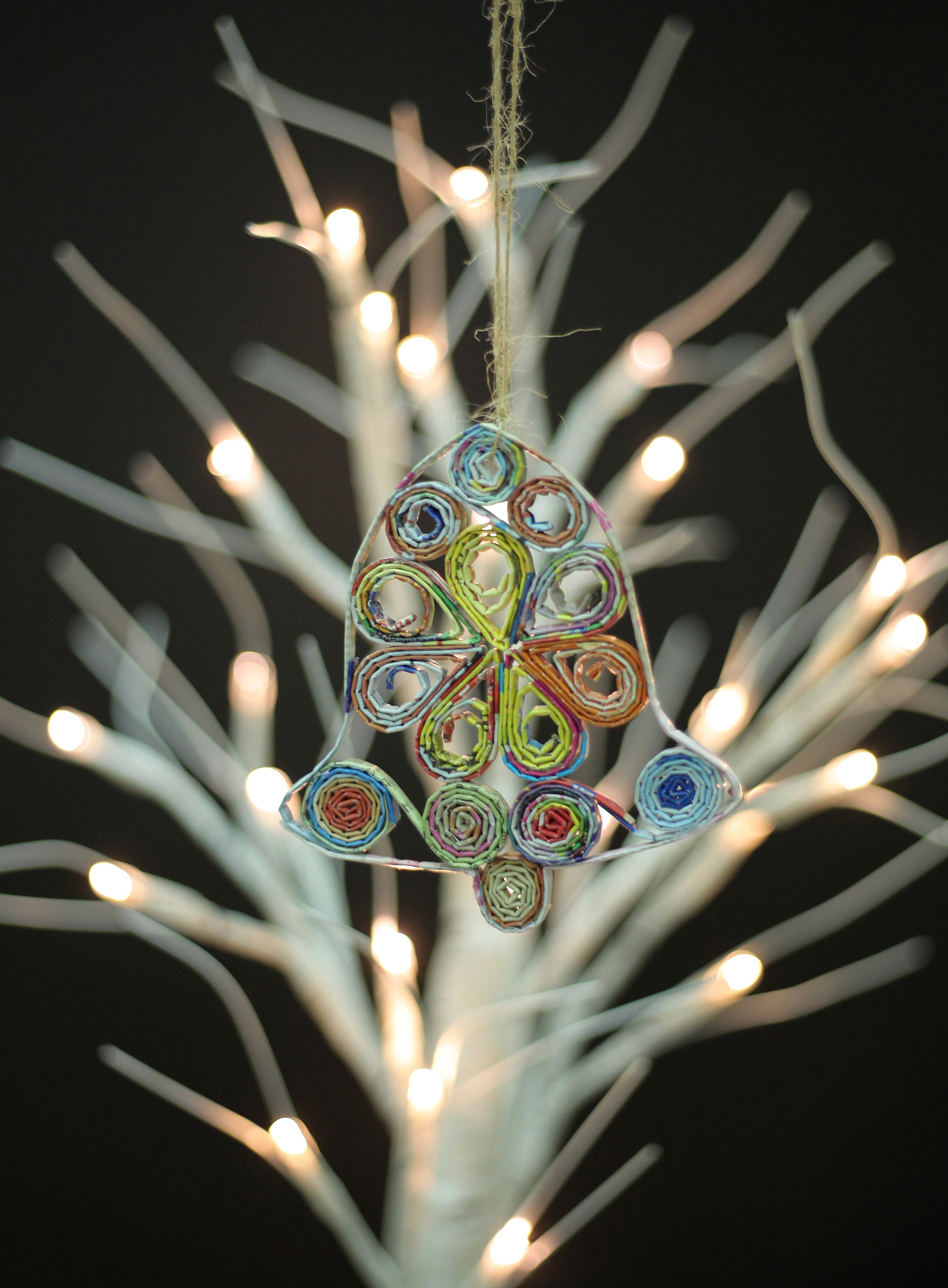 Bell, Handmade Recycled Paper Ornament Bell, Handmade Recycled Paper Ornament