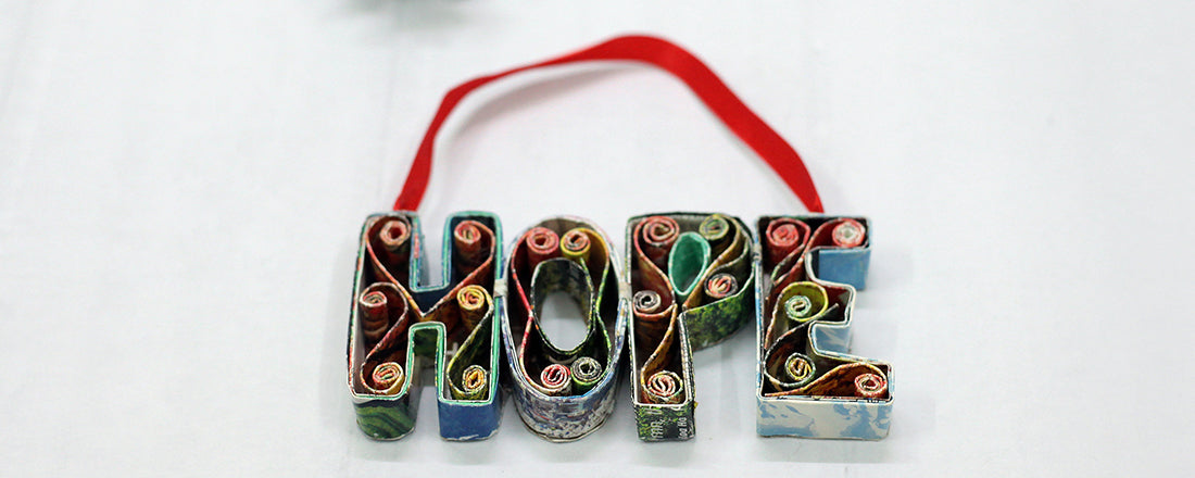 HOPE, Handmade Recycled Paper Ornament HOPE, Handmade Recycled Paper Ornament