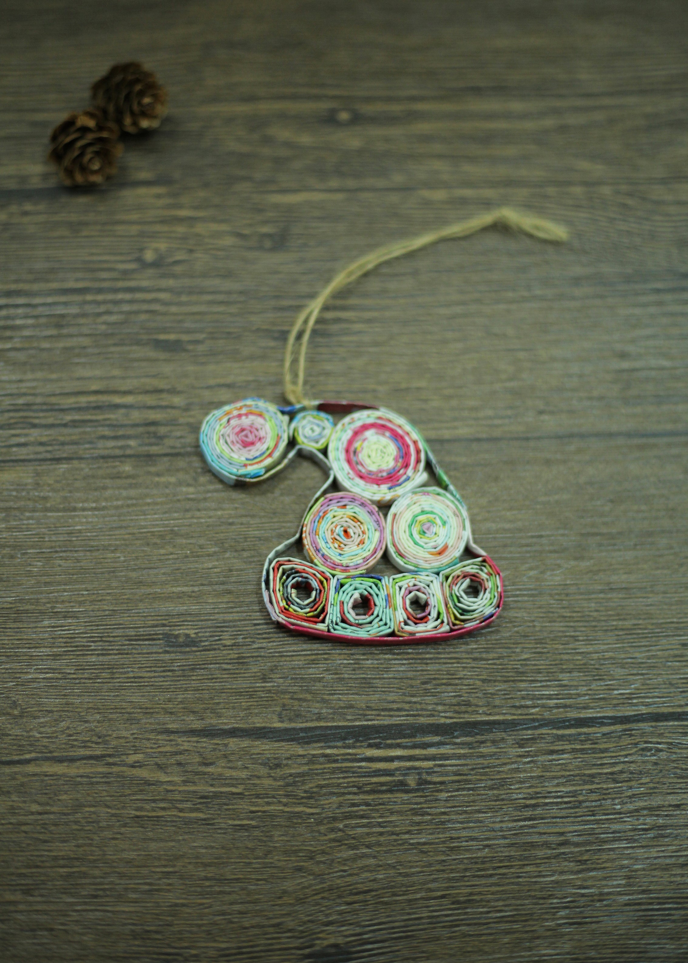 Santa Hat, Handmade Recycled Paper Ornament Santa Hat, Handmade Recycled Paper Ornament