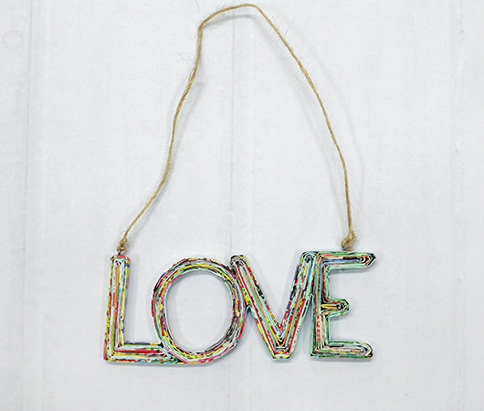 LOVE, Handmade Recycled Paper Ornament