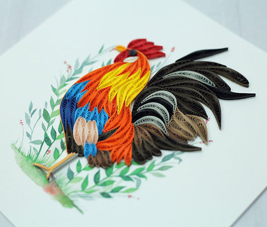 Rooster (Colorful), Handmade Quilling Greeting Card Rooster (Colorful), Handmade Quilling Greeting Card
