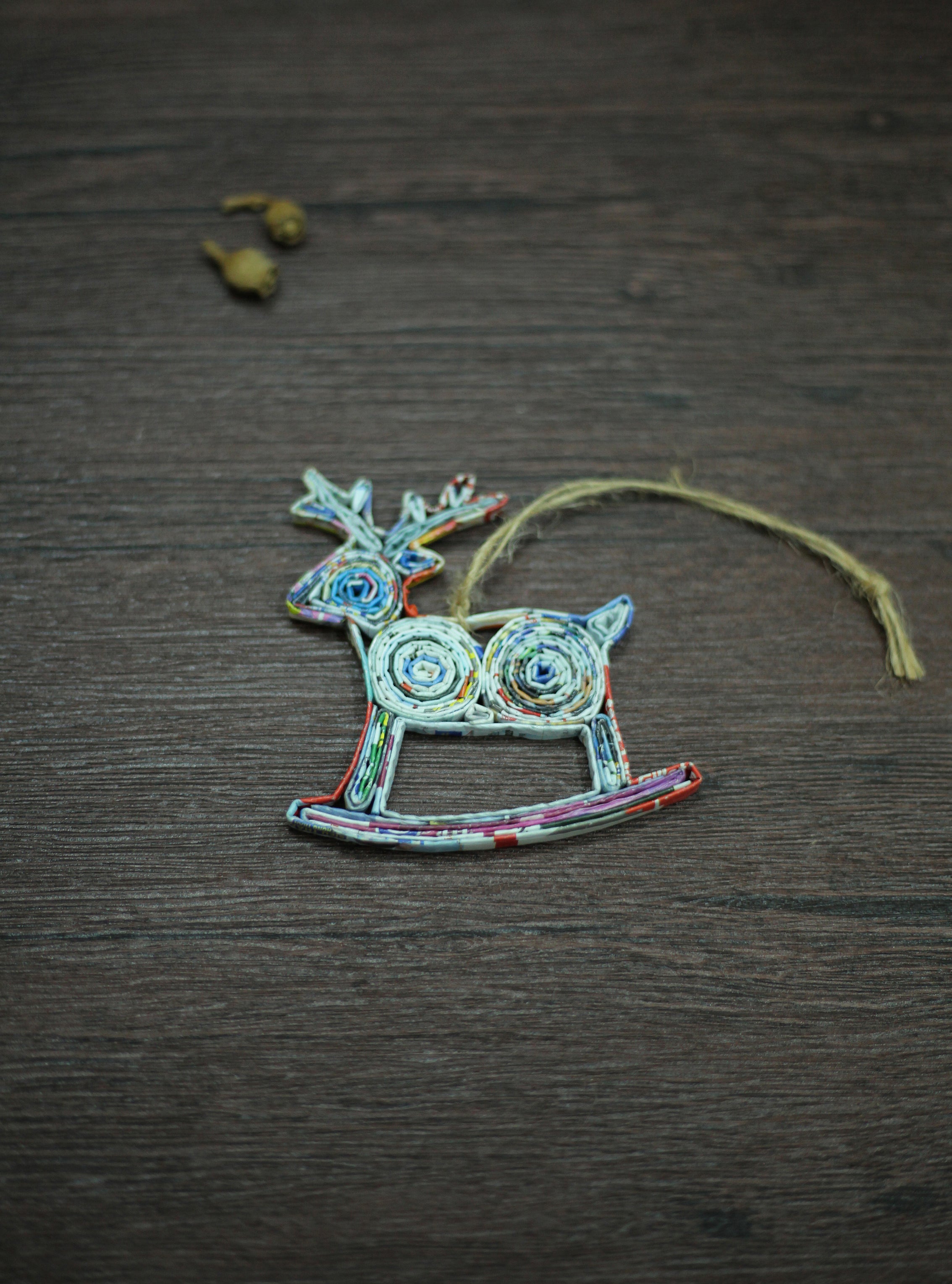 Reindeer (Rocking), Handmade Recycled Paper Ornament Reindeer (Rocking), Handmade Recycled Paper Ornament