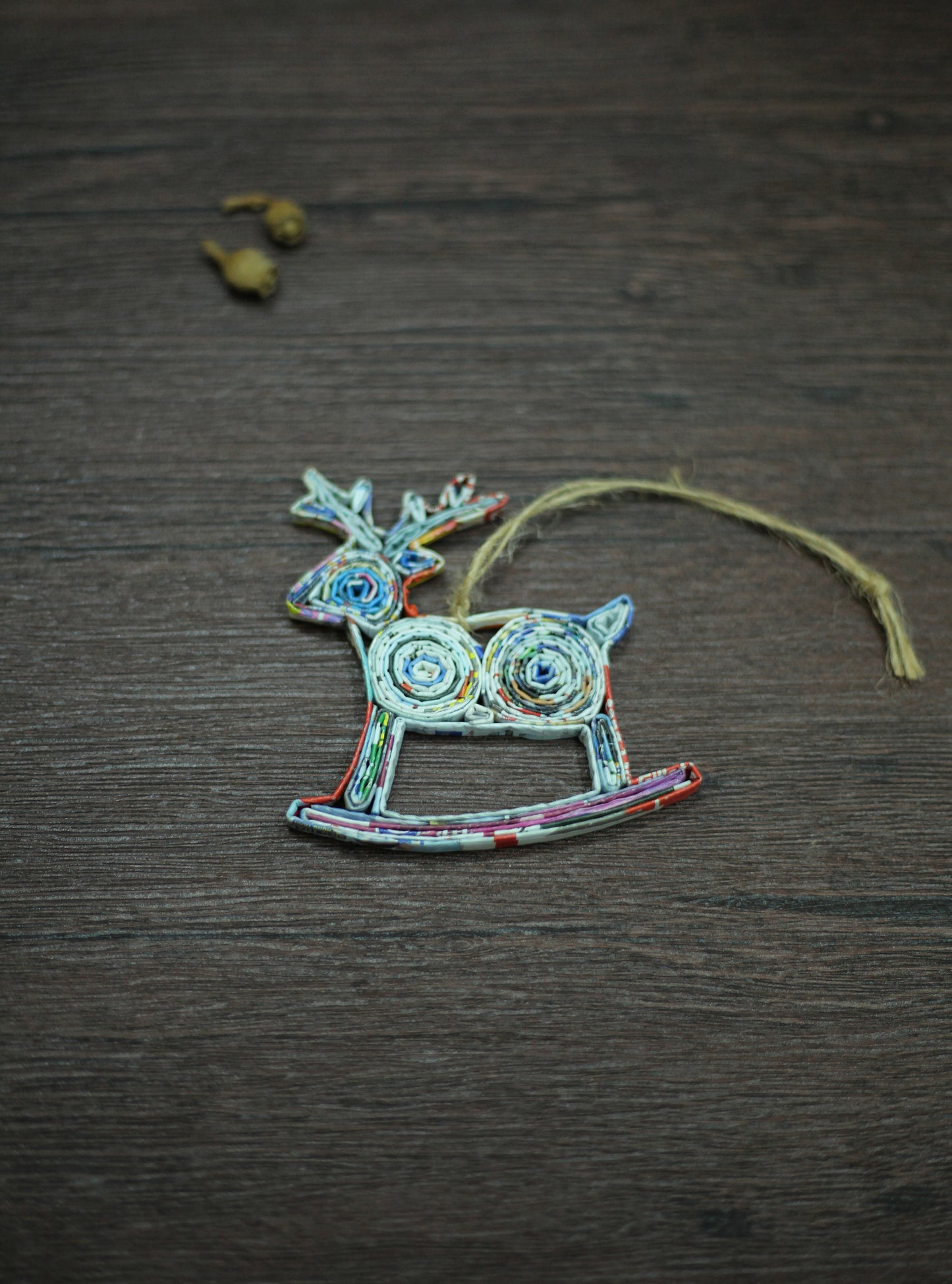 Reindeer (Rocking), Handmade Recycled Paper Ornament