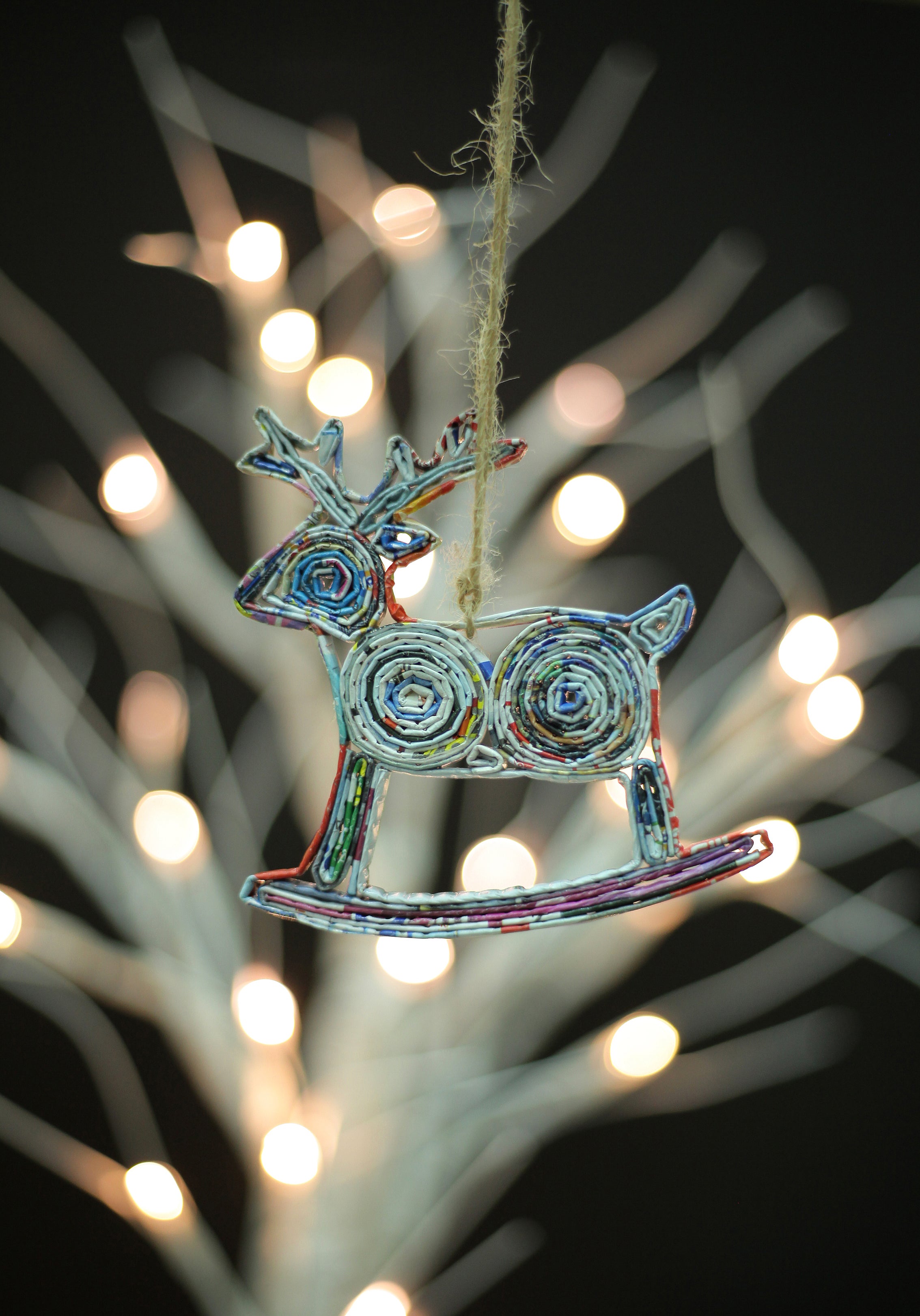 Reindeer (Rocking), Handmade Recycled Paper Ornament Reindeer (Rocking), Handmade Recycled Paper Ornament
