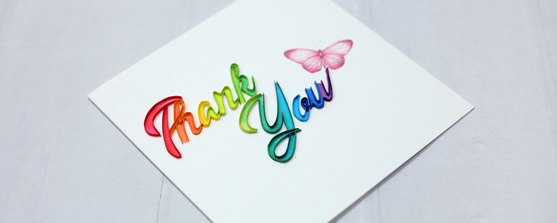 Thank You (Rainbow), Handmade Quilling Greeting Card Thank You (Rainbow), Handmade Quilling Greeting Card