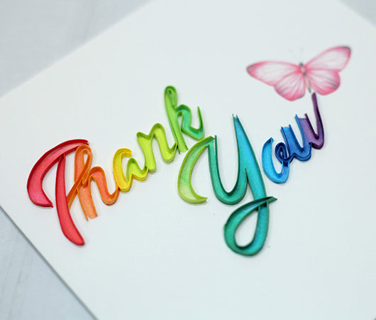 Thank You (Rainbow), Handmade Quilling Greeting Card