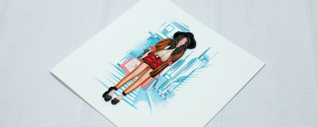 Shopping, Handmade Quilling Greeting Card