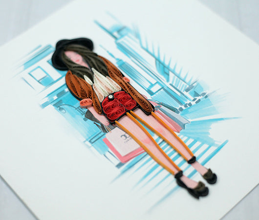 Shopping, Handmade Quilling Greeting Card