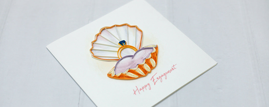 Happy Engagement Oyster, Handmade Greeting Card