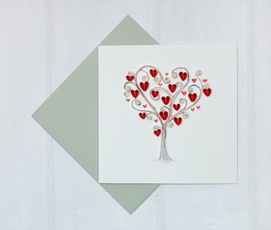 Tree of Hearts, Handmade Quilling Greeting Card