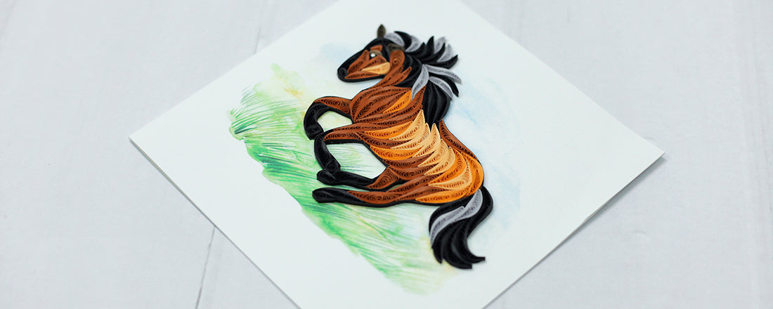 Horse (Running), Handmade Quilling Greeting Card