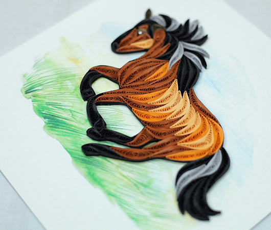 Horse (Running), Handmade Quilling Greeting Card Horse (Running), Handmade Quilling Greeting Card