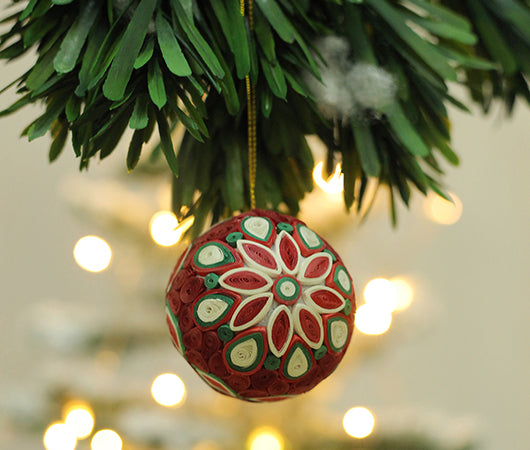 Quilling Ball (Red, Medium), Handmade Paper Ornament Quilling Ball (Red, Medium), Handmade Paper Ornament
