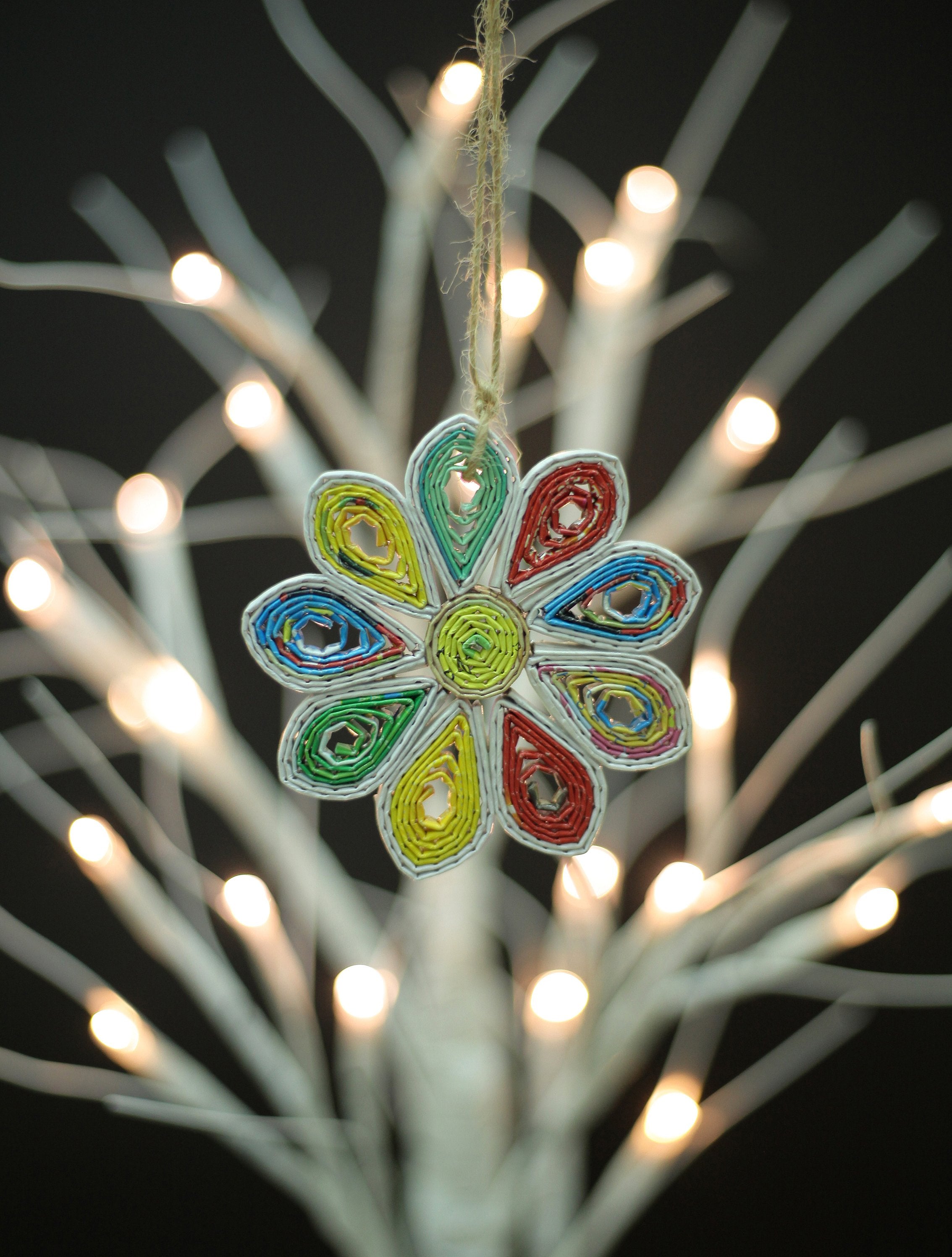 Flower (Teardrop Petals), Handmade Recycled Paper Ornament Flower (Teardrop Petals), Handmade Recycled Paper Ornament