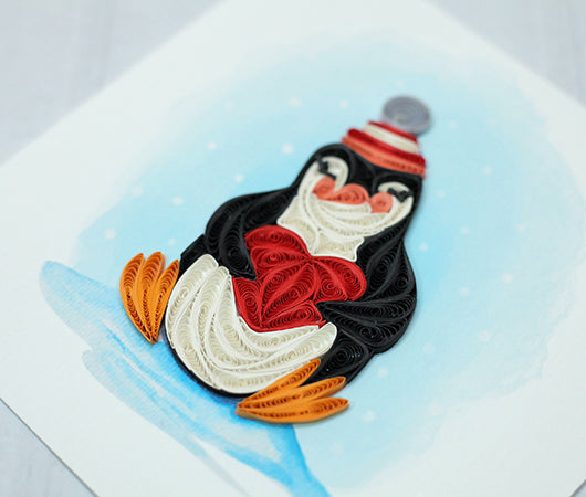 Penguin with Heart, Handmade Quilling Greeting Card Penguin with Heart, Handmade Quilling Greeting Card