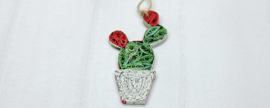 Cactus (Flowers), Handmade Recycled Paper Ornament