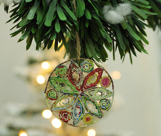 Snowflake (Circle), Handmade Recycled Paper Ornament Snowflake (Circle), Handmade Recycled Paper Ornament