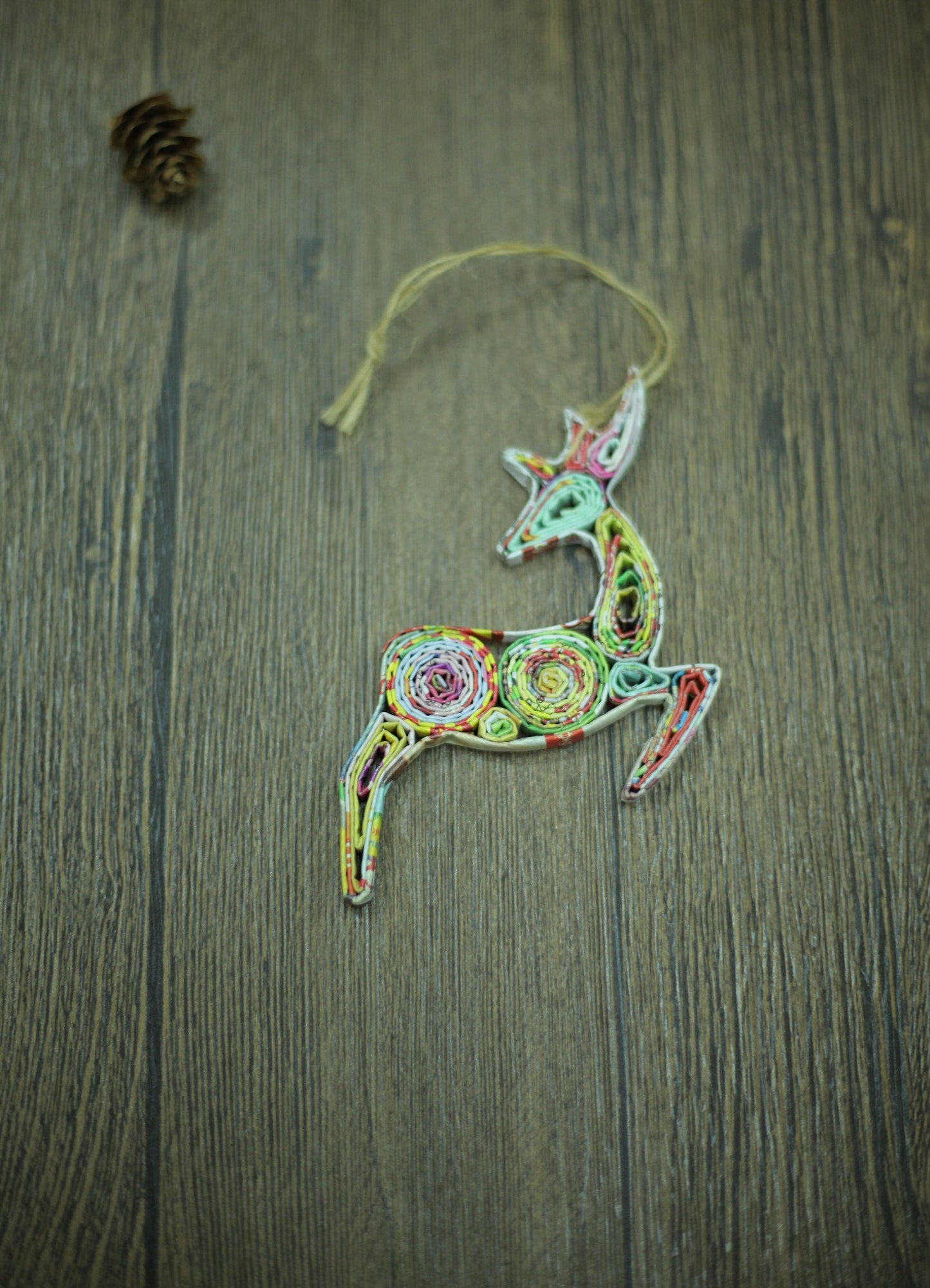 Reindeer (Leaping), Handmade Recycled Paper Ornament