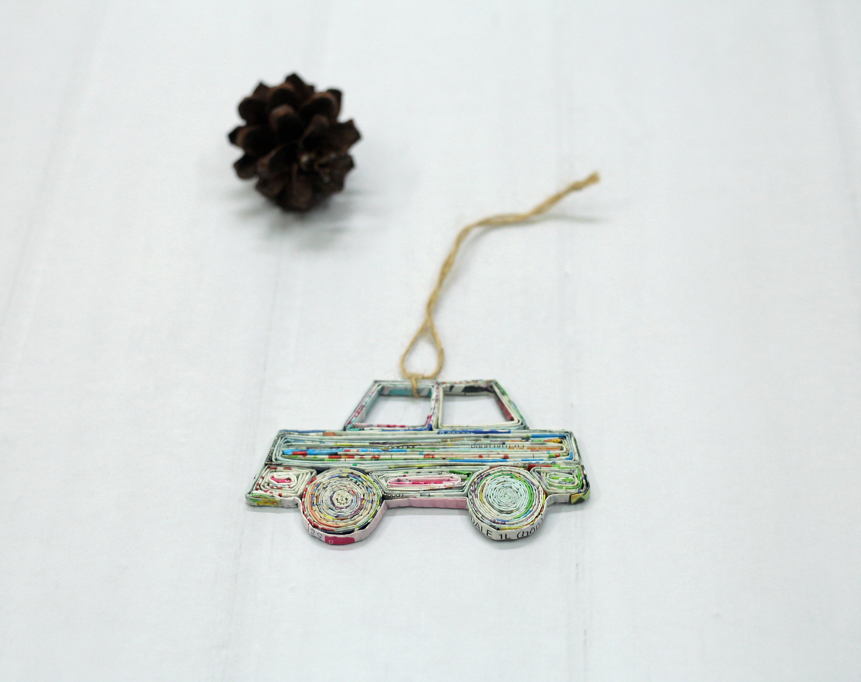 Car, Handmade Recycled Paper Ornament Car, Handmade Recycled Paper Ornament