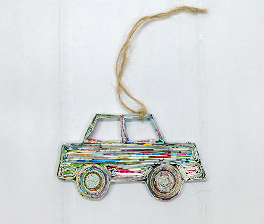 Car, Handmade Recycled Paper Ornament Car, Handmade Recycled Paper Ornament