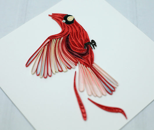 Cardinal Solo, Handmade Quilling Greeting Card