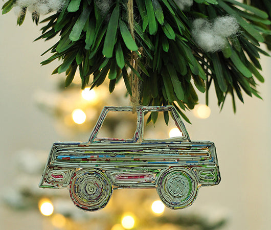 Car, Handmade Recycled Paper Ornament