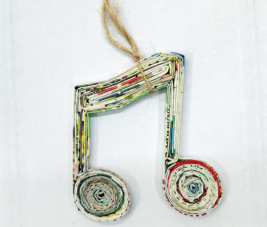 Music Note (Double), Handmade Recycled Paper Ornament Music Note (Double), Handmade Recycled Paper Ornament